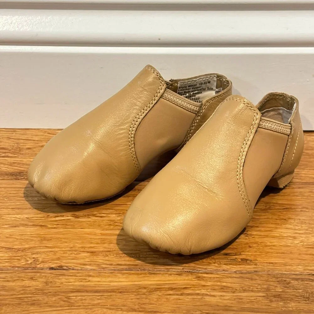 Weissman Leather Jazz Dance Shoes Tan Girls 10.5 Style W800 - Picture 2 of 8